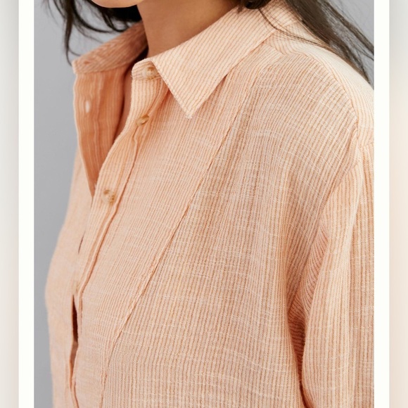 By Anthropologie Boho Gauzy Cotton V-Neck Side Button Popover Shirt Medium - Picture 12 of 14